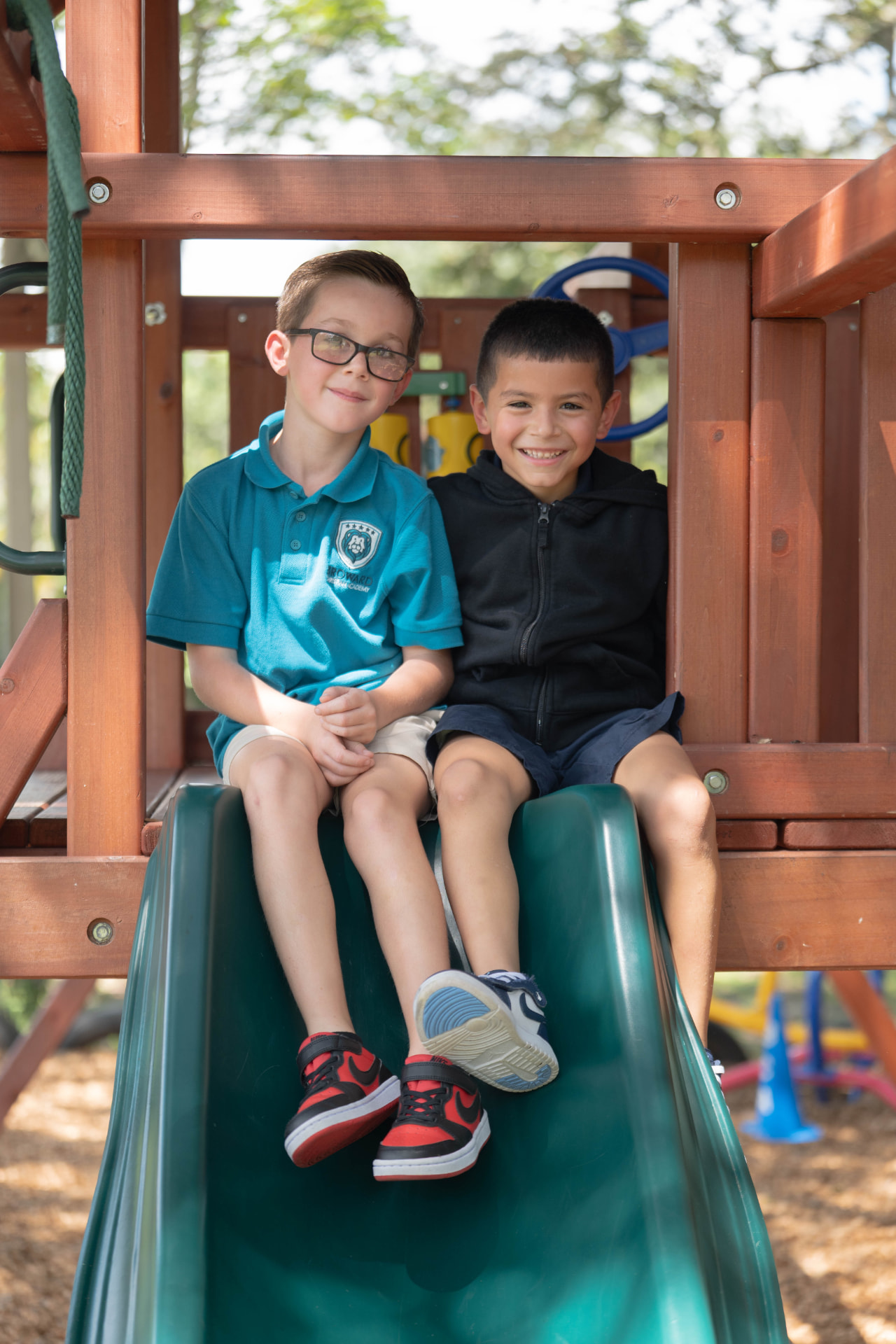 Dedicated elementary playground and shaded outdoor recreation area